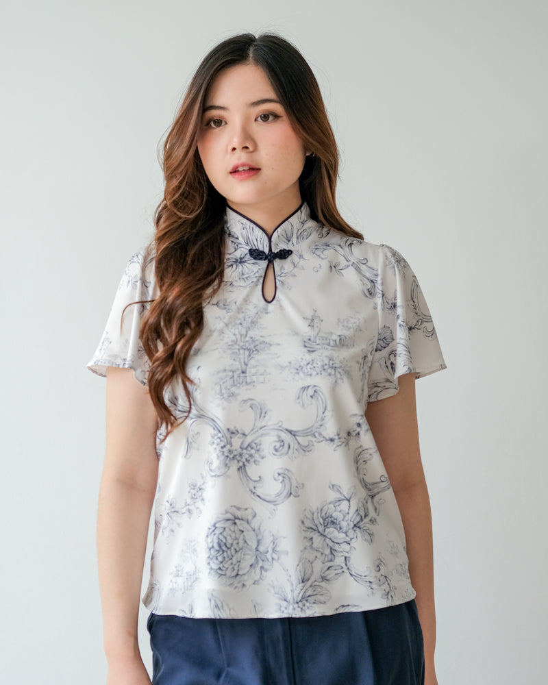 Lana Flutter Sleeve Cheongsam Top