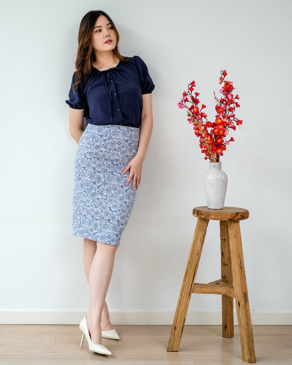 Kai Jacquard Pencil Skirt