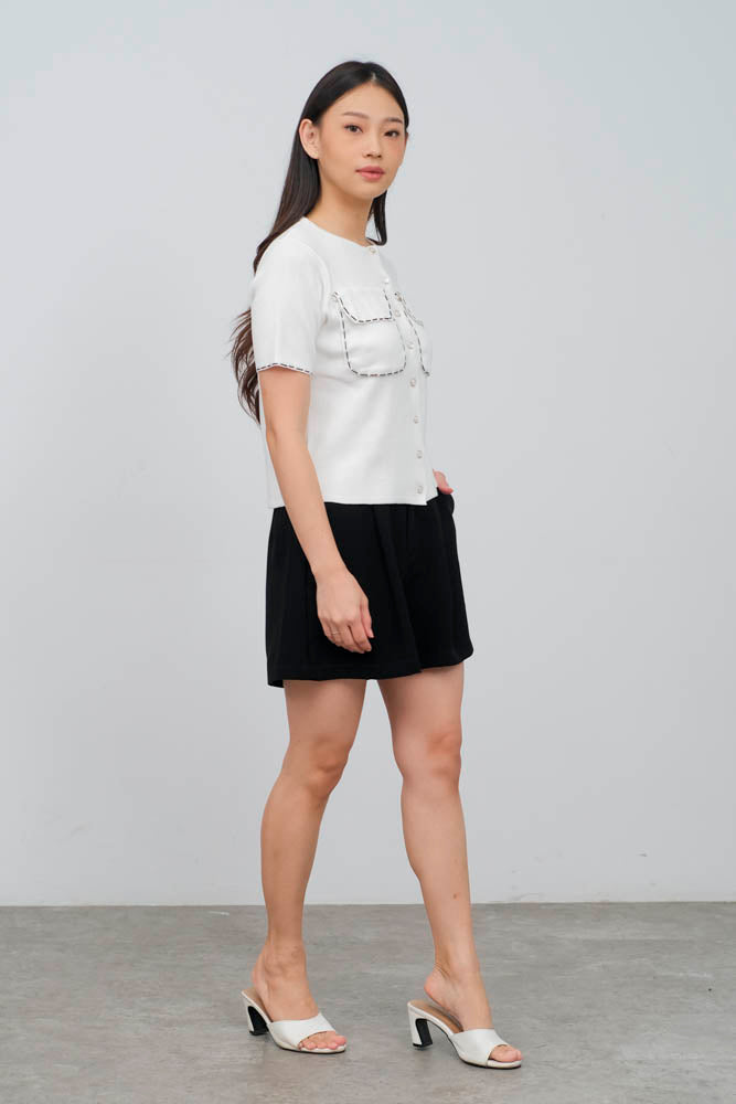 Mary Contrast Stitching Knit Top