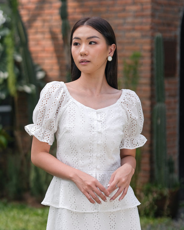 Miley Cotton Eyelet Embroidery Top