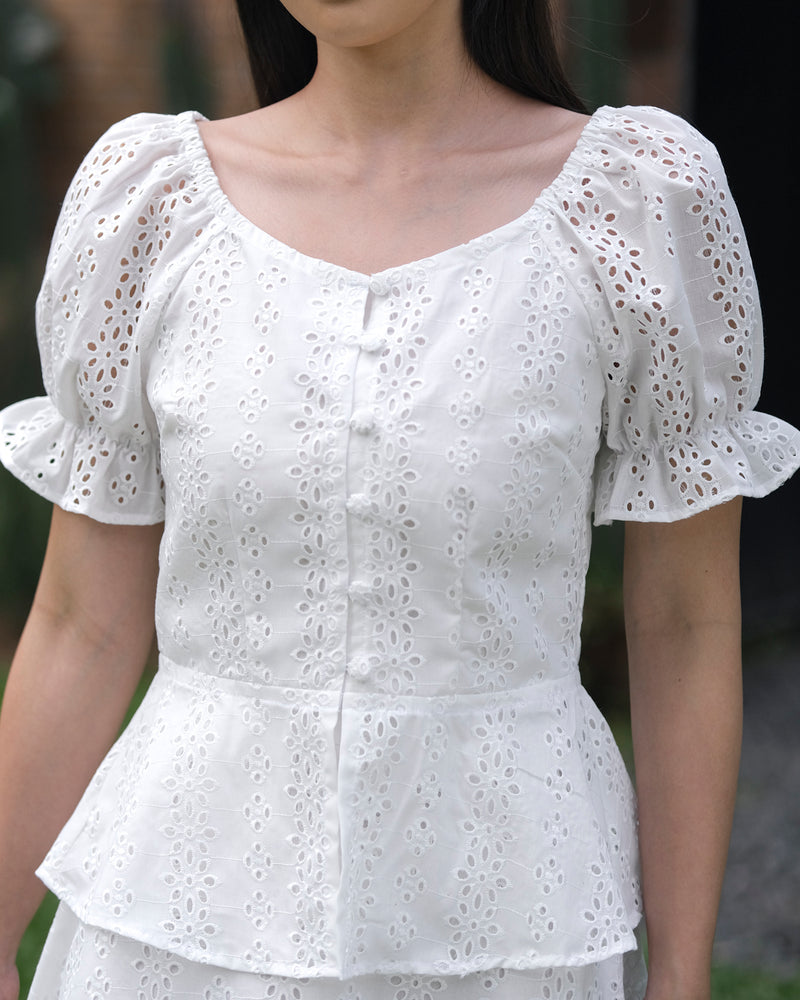 Miley Cotton Eyelet Embroidery Top